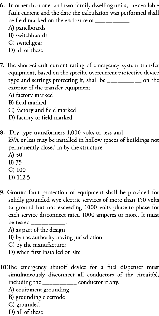 6  In other than one- and two-family dwelling units, the available fault current and the date the calculation was per   