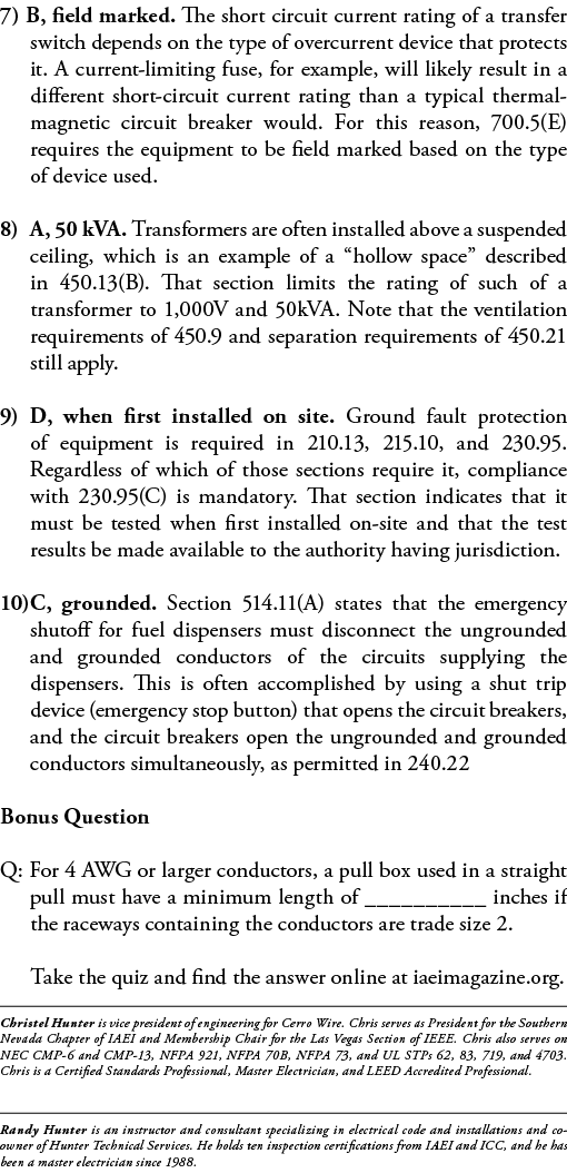 7) B, field marked  The short circuit current rating of a transfer switch depends on the type of overcurrent device t   