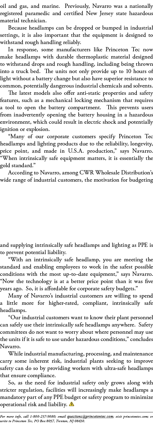 oil and gas, and marine  Previously, Navarro was a nationally registered paramedic and certified New Jersey state haz   