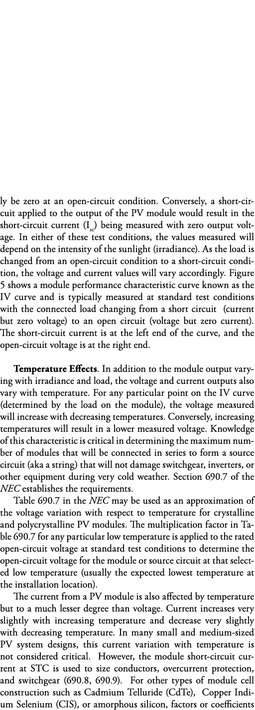ly be zero at an open-circuit condition  Conversely, a short-circuit applied to the output of the PV module would res   