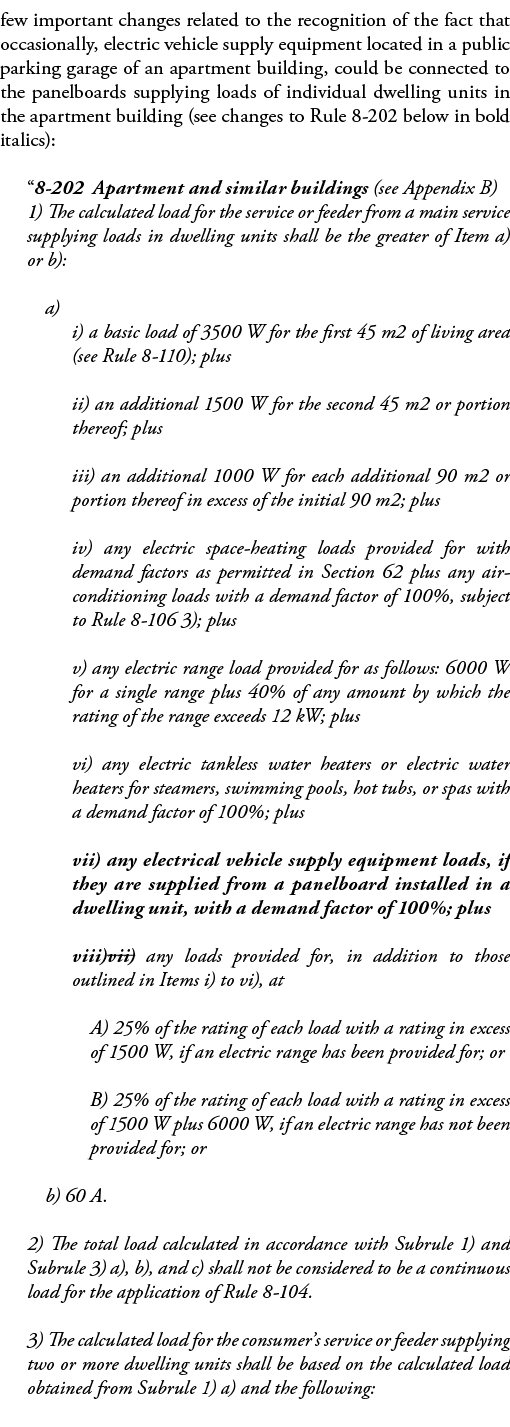 few important changes related to the recognition of the fact that occasionally, electric vehicle supply equipment loc   