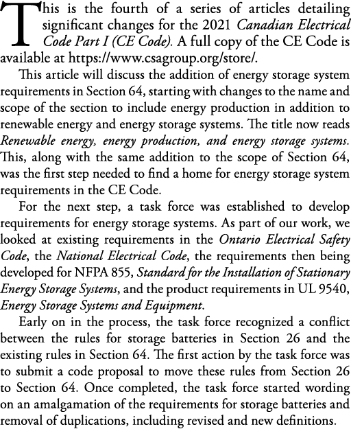 This is the fourth of a series of articles detailing significant changes for the 2021 Canadian Electrical Code Part I   