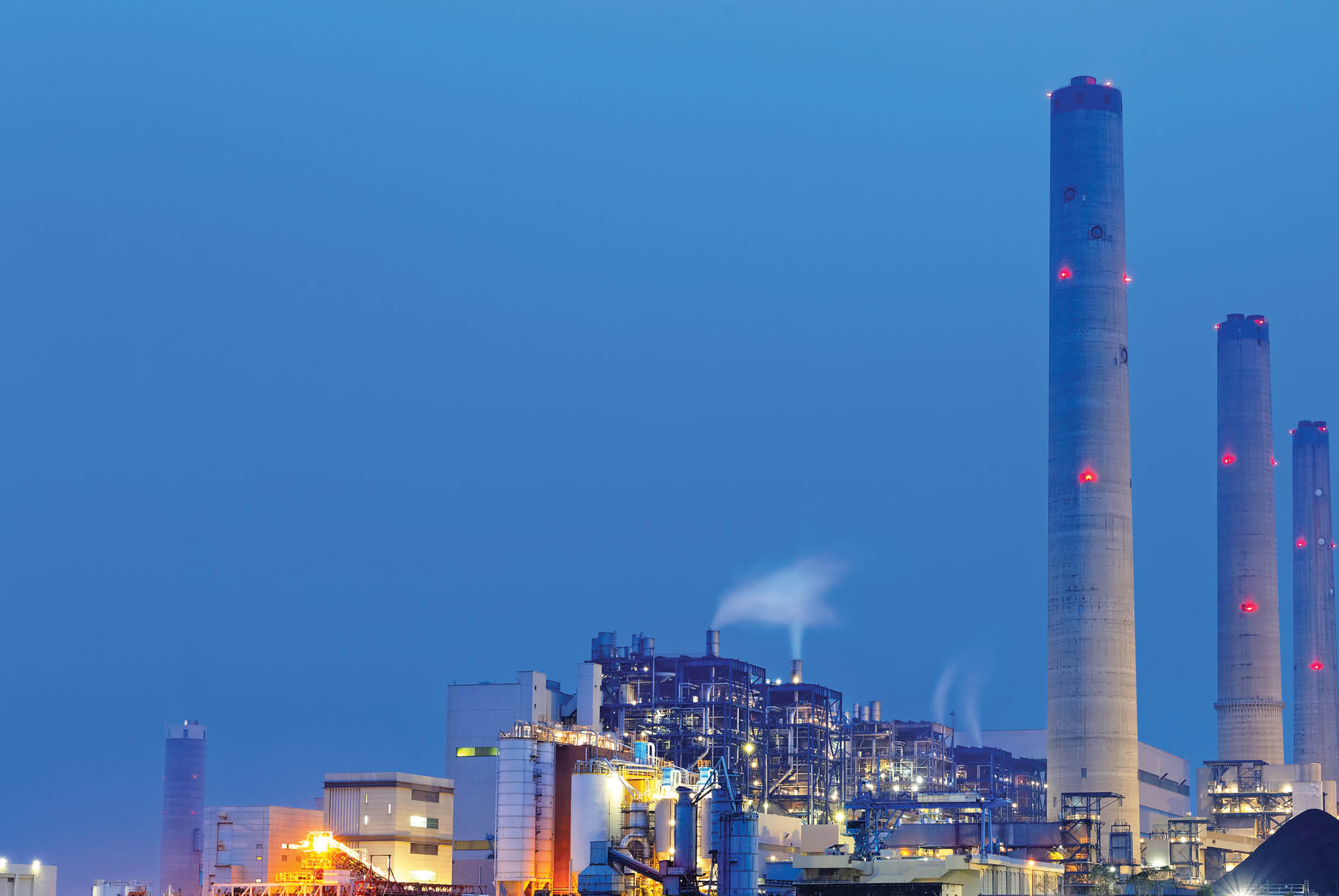 coal power station and night blue sky