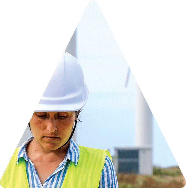 Electrical engineers team working for the energy industry, discussing the condition of the Electrical Power Equipment in a wind turbines farm power station  and checking the equipment  Business meeting of two colleagues 