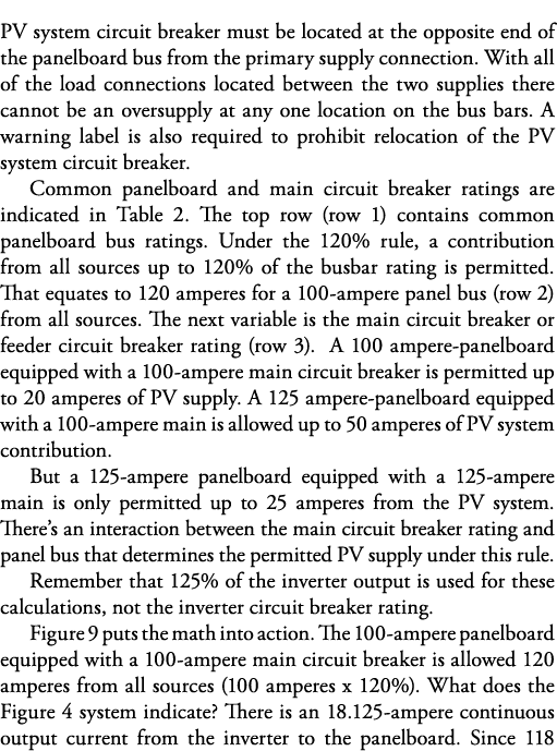 PV system circuit breaker must be located at the opposite end of the panelboard bus from the primary supply connectio   