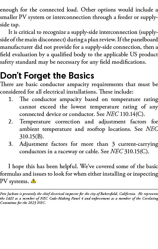 enough for the connected load  Other options would include a smaller PV system or interconnection through a feeder or   