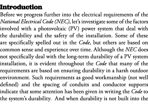Introduction Before we progress further into the electrical requirements of the National Electrical Code (NEC), let s   