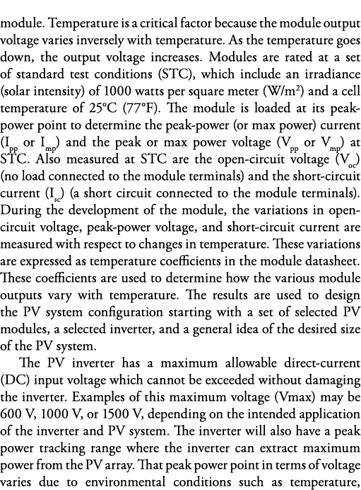 module  Temperature is a critical factor because the module output voltage varies inversely with temperature  As the    