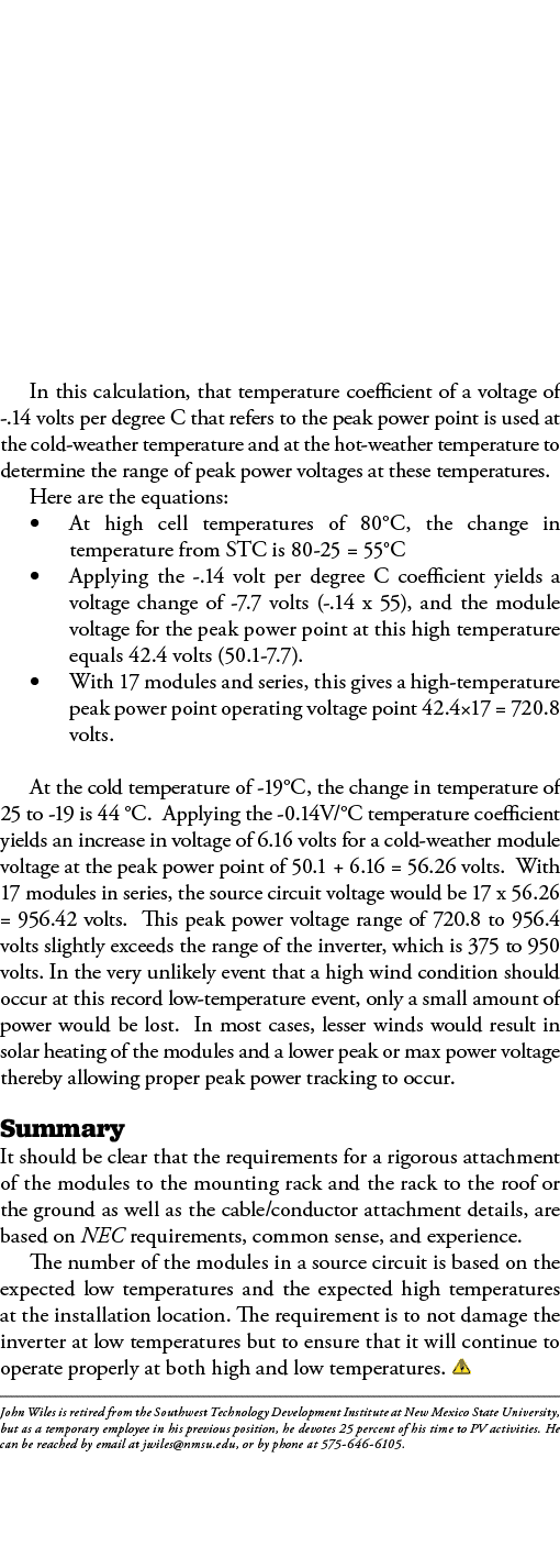 In this calculation, that temperature coefficient of a voltage of - 14 volts per degree C that refers to the peak pow   
