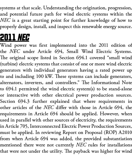 systems at that scale  Understanding the origination, progression, and potential future path for wind electric system   