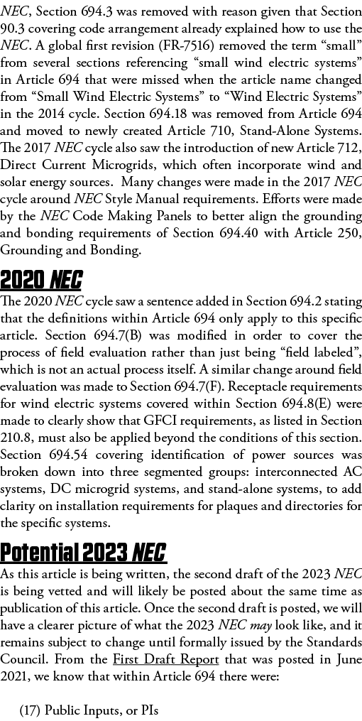 NEC, Section 694 3 was removed with reason given that Section 90 3 covering code arrangement already explained how to   