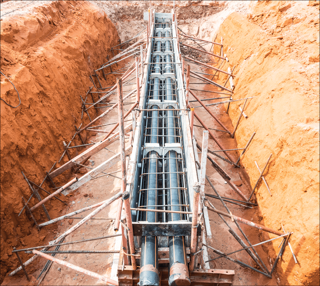 Form work of cable trench for the underground in construction site