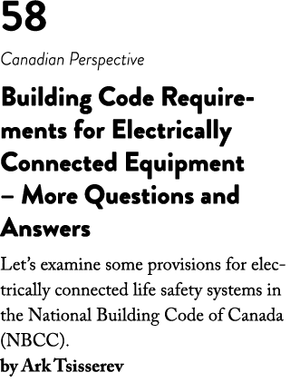 58 Canadian Perspective Building Code Requirements for Electrically Connected Equipment   More Questions and Answers    
