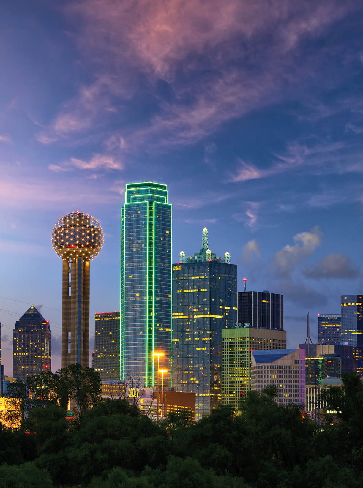 Dallas City skyline at dusk, Texas, USA