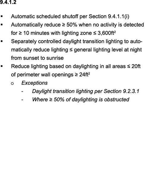 9 4 1 2   Automatic scheduled shutoff per Section 9 4 1 1(i)   Automatically reduce   50% when no activity is detecte   