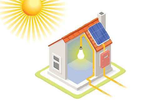 Clean Energy House Solar Panels Infographic Icon Concept  Isometric 3d Soften Colors Elements  Electricity Power Providing Chart Scheme Illustration