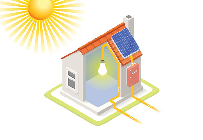 Clean Energy House Solar Panels Infographic Icon Concept  Isometric 3d Soften Colors Elements  Electricity Power Providing Chart Scheme Illustration