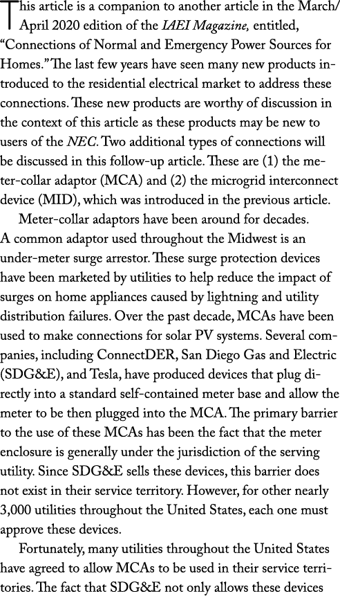 This article is a companion to another article in the March April 2020 edition of the IAEI Magazine, entitled,  Conne   