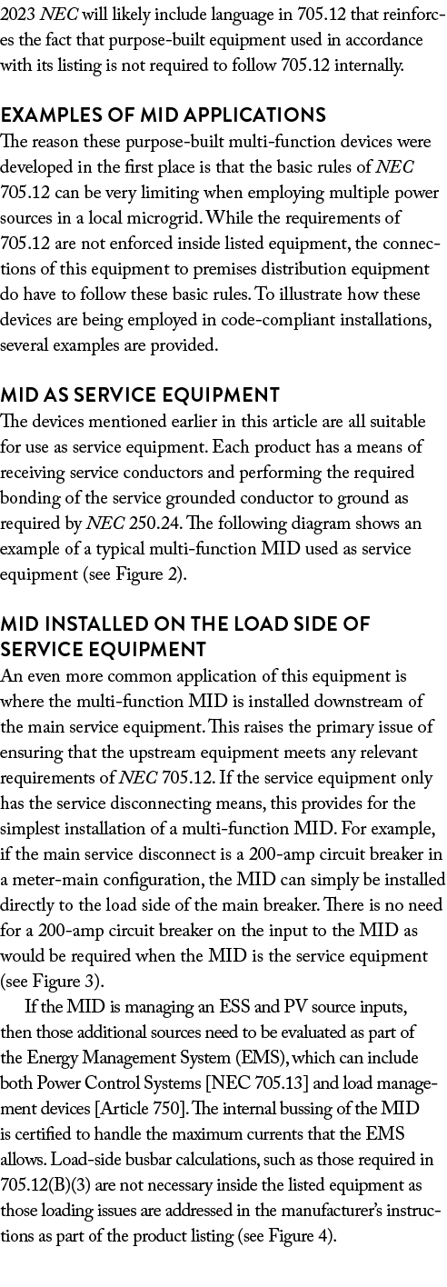 2023 NEC will likely include language in 705 12 that reinforces the fact that purpose-built equipment used in accorda   