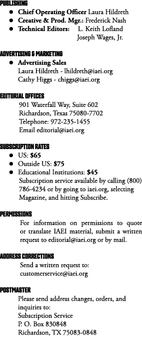 PUBLISHING   Chief Operating Officer Laura Hildreth   Creative & Prod  Mgr : Frederick Nash   Technical Editors:   L    