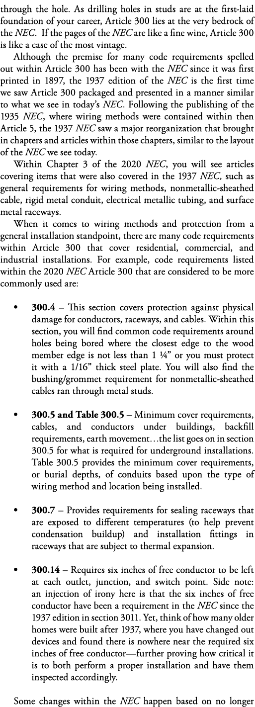 through the hole  As drilling holes in studs are at the first-laid foundation of your career, Article 300 lies at the   