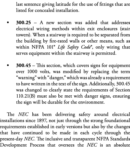 last sentence giving latitude for the use of fittings that are listed for concealed installation    300 25   A new se   