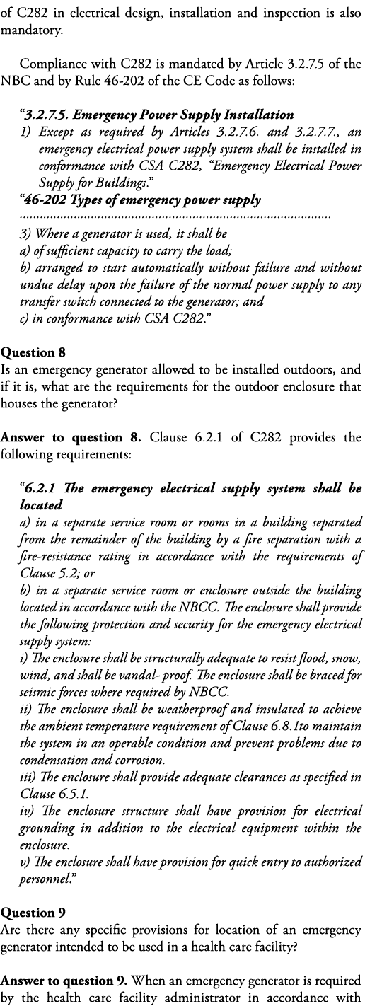 of C282 in electrical design, installation and inspection is also mandatory   Compliance with C282 is mandated by Art   
