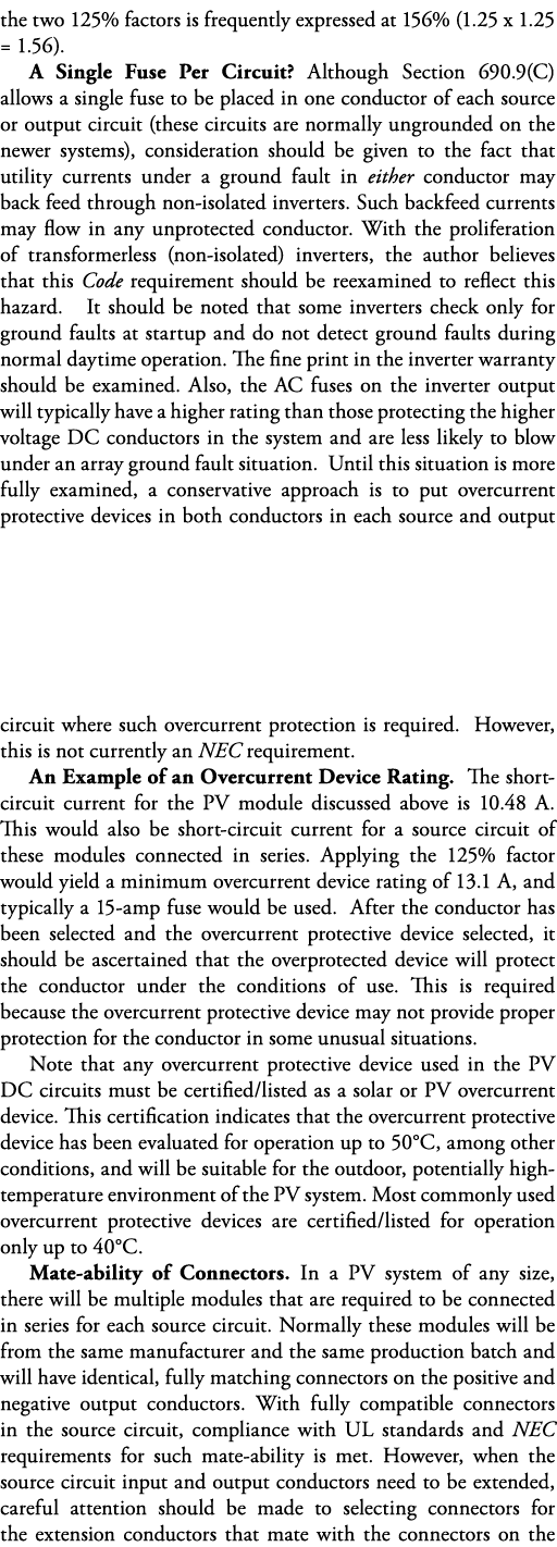 the two 125% factors is frequently expressed at 156% (1 25 x 1 25   1 56)  A Single Fuse Per Circuit  Although Sectio   