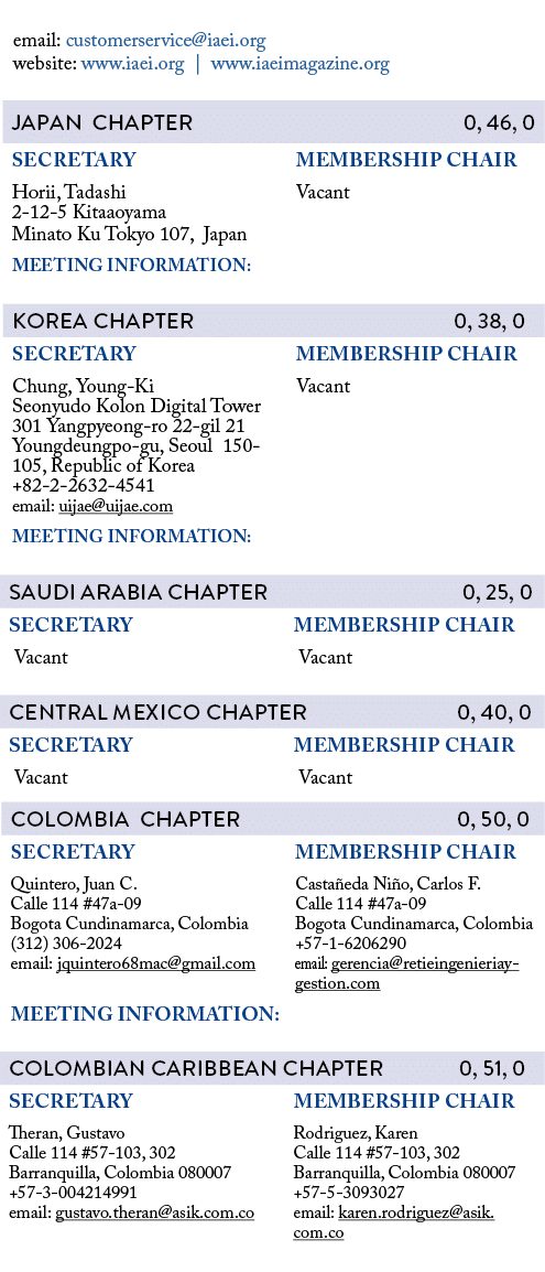   email: customerservice iaei org  website: www iaei org   www iaeimagazine org                
