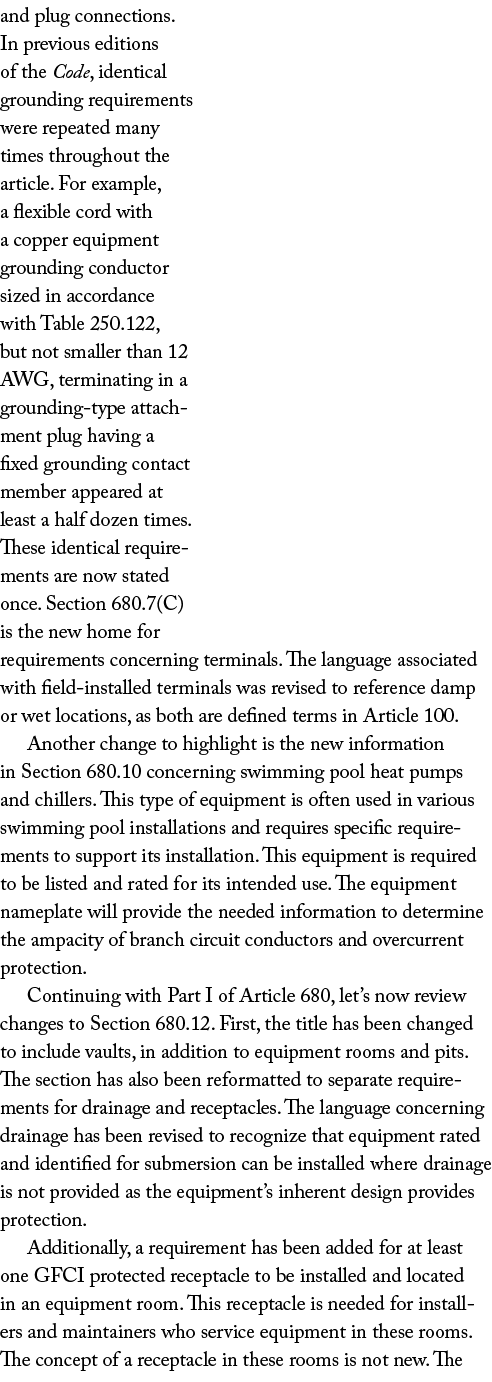 and plug connections  In previous editions of the Code, identical grounding requirements were repeated many times thr   
