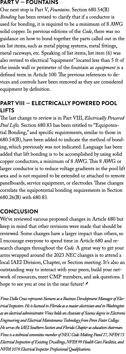 Part V — Fountains Our next stop is Part V, Fountains  Section 680 54(B) Bonding has been revised to clarify that if    