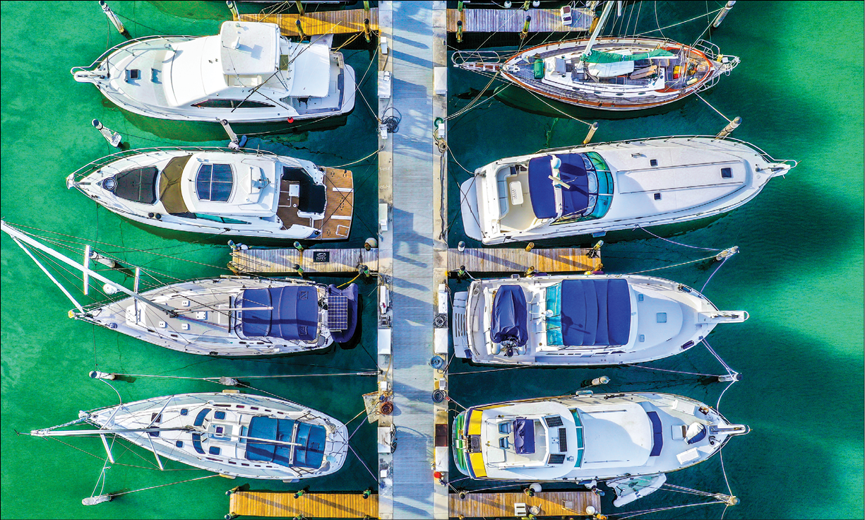 Boats in a dock marina in Miami