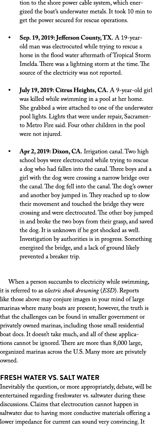 tion to the shore power cable system, which energized the boat s underwater metals  It took 10 min to get the power s   