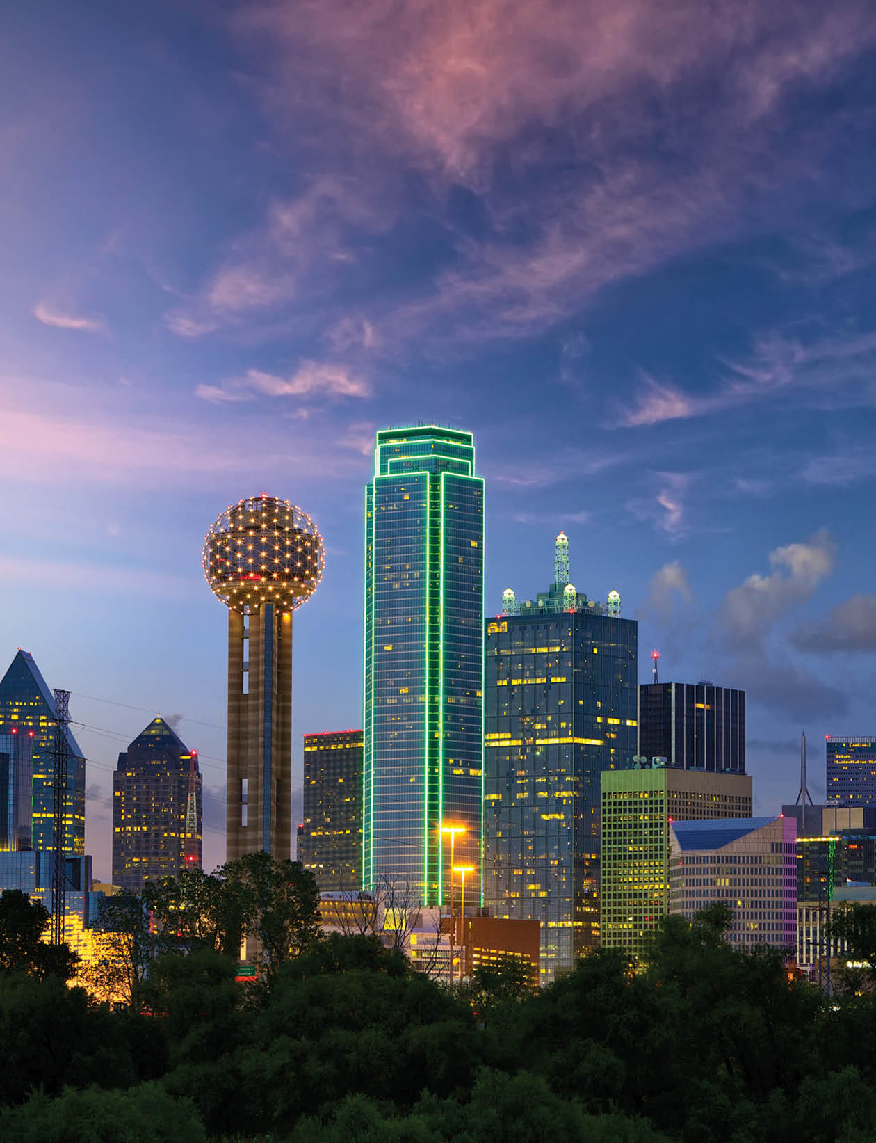 Dallas City skyline at dusk, Texas, USA