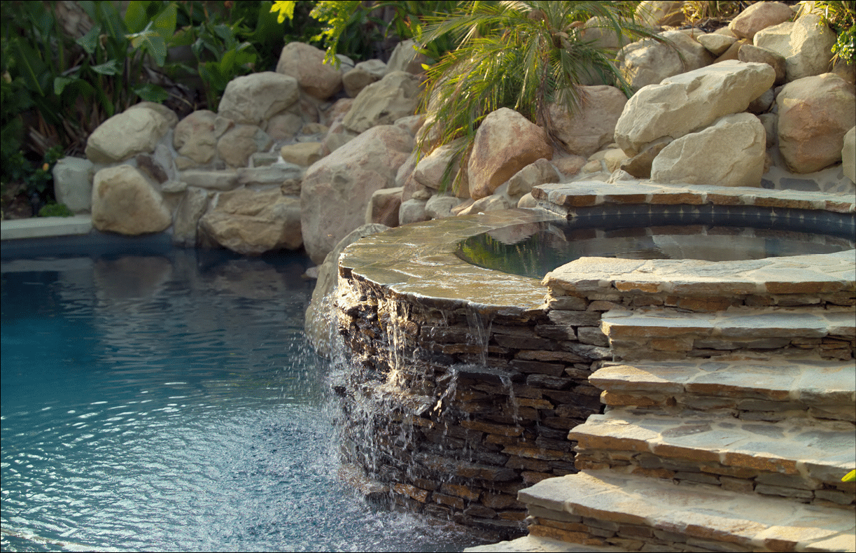 A backyard swimming pool 