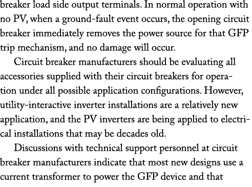 breaker load side output terminals  In normal operation with no PV, when a ground-fault event occurs, the opening cir   