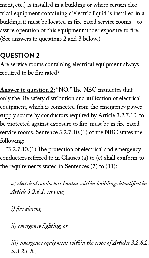 ment, etc ) is installed in a building or where certain electrical equipment containing dielectric liquid is installe   