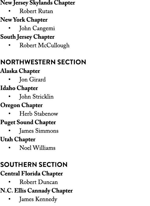 New Jersey Skylands Chapter   Robert Rutan New York Chapter   John Cangemi South Jersey Chapter   Robert McCullough N   
