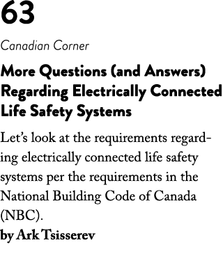 63 Canadian Corner More Questions (and Answers) Regarding Electrically Connected Life Safety Systems Let s look at th   