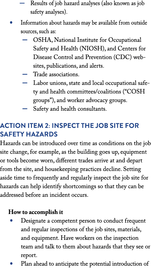 — Results of job hazard analyses (also known as job safety analyses)    Information about hazards may be available fr   