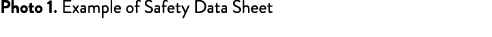 Photo 1  Example of Safety Data Sheet 