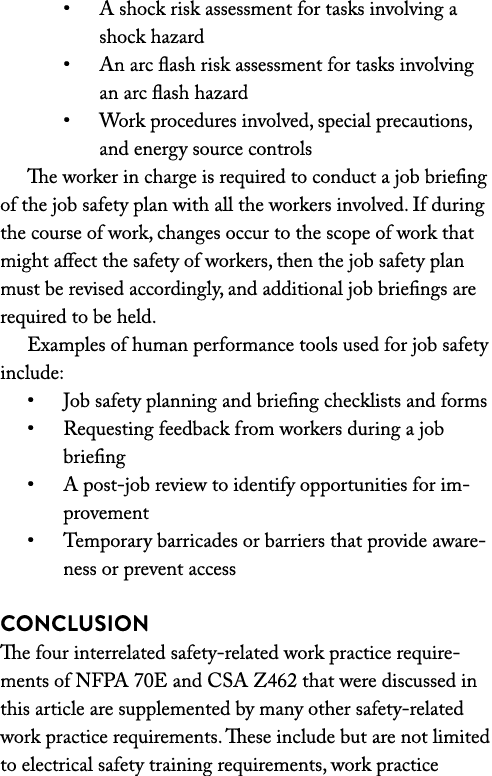   A shock risk assessment for tasks involving a shock hazard   An arc flash risk assessment for tasks involving an ar   