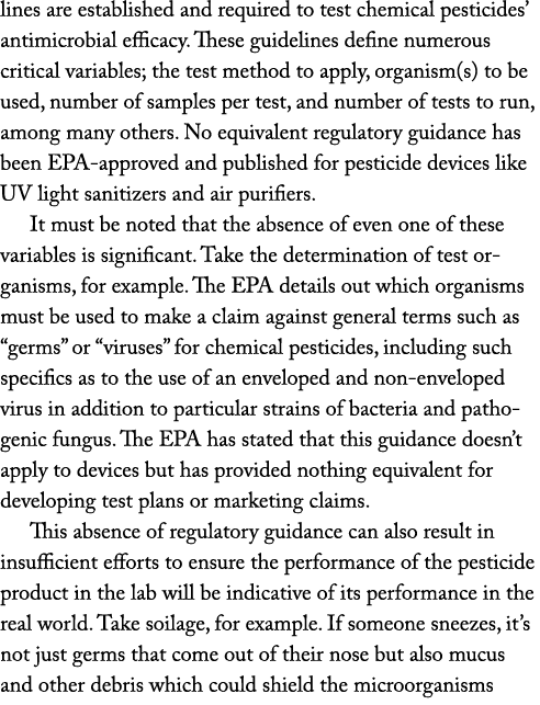 lines are established and required to test chemical pesticides  antimicrobial efficacy  These guidelines define numer   