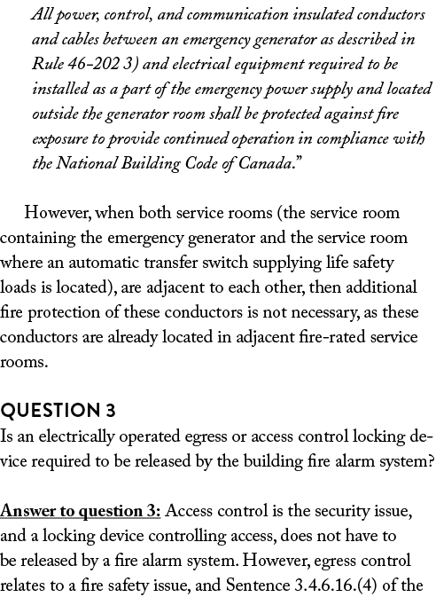 All power, control, and communication insulated conductors and cables between an emergency generator as described in    