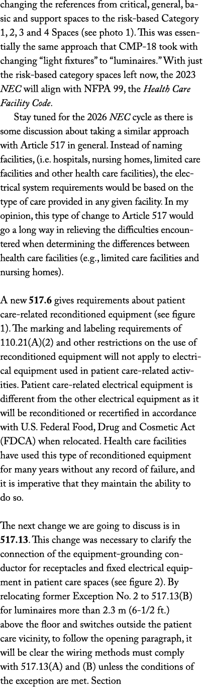 changing the references from critical, general, basic and support spaces to the risk-based Category 1, 2, 3 and 4 Spa   