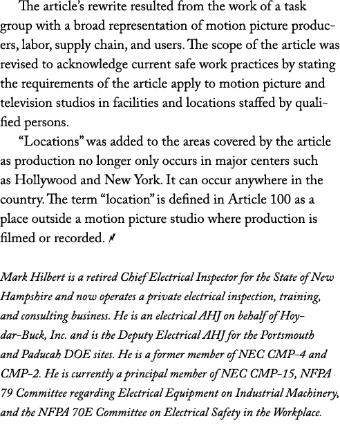 The article s rewrite resulted from the work of a task group with a broad representation of motion picture producers,   