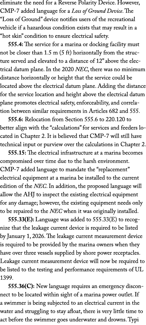 eliminate the need for a Reverse Polarity Device  However, CMP-7 added language for a Loss of Ground Device  The  Los   
