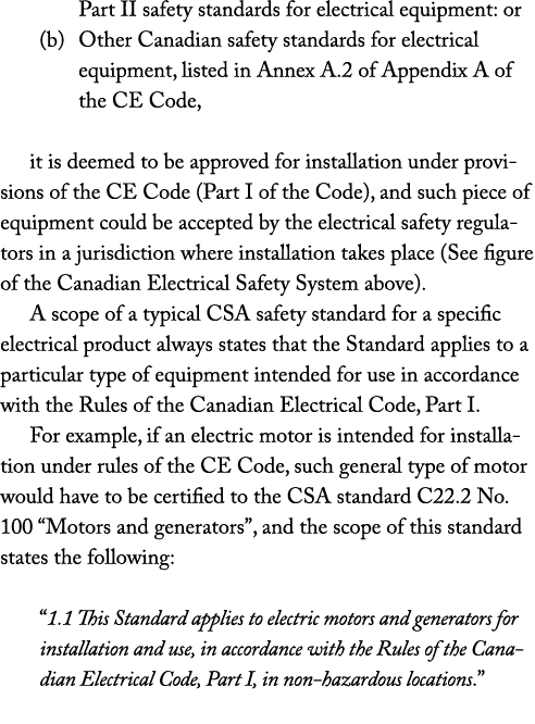 Part II safety standards for electrical equipment: or (b) Other Canadian safety standards for electrical equipment, l   