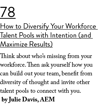 78 How to Diversify Your Workforce Talent Pools with Intention (and Maximize Results) Think about who’s missing from ...