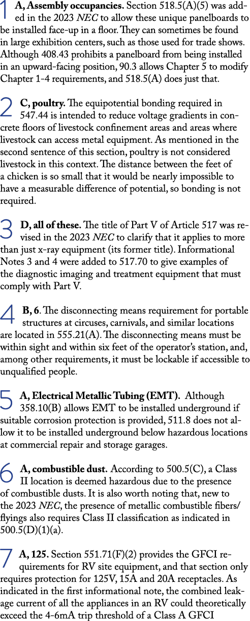 1 A, Assembly occupancies. Section 518.5(A)(5) was added in the 2023 NEC to allow these unique panelboards to be inst...